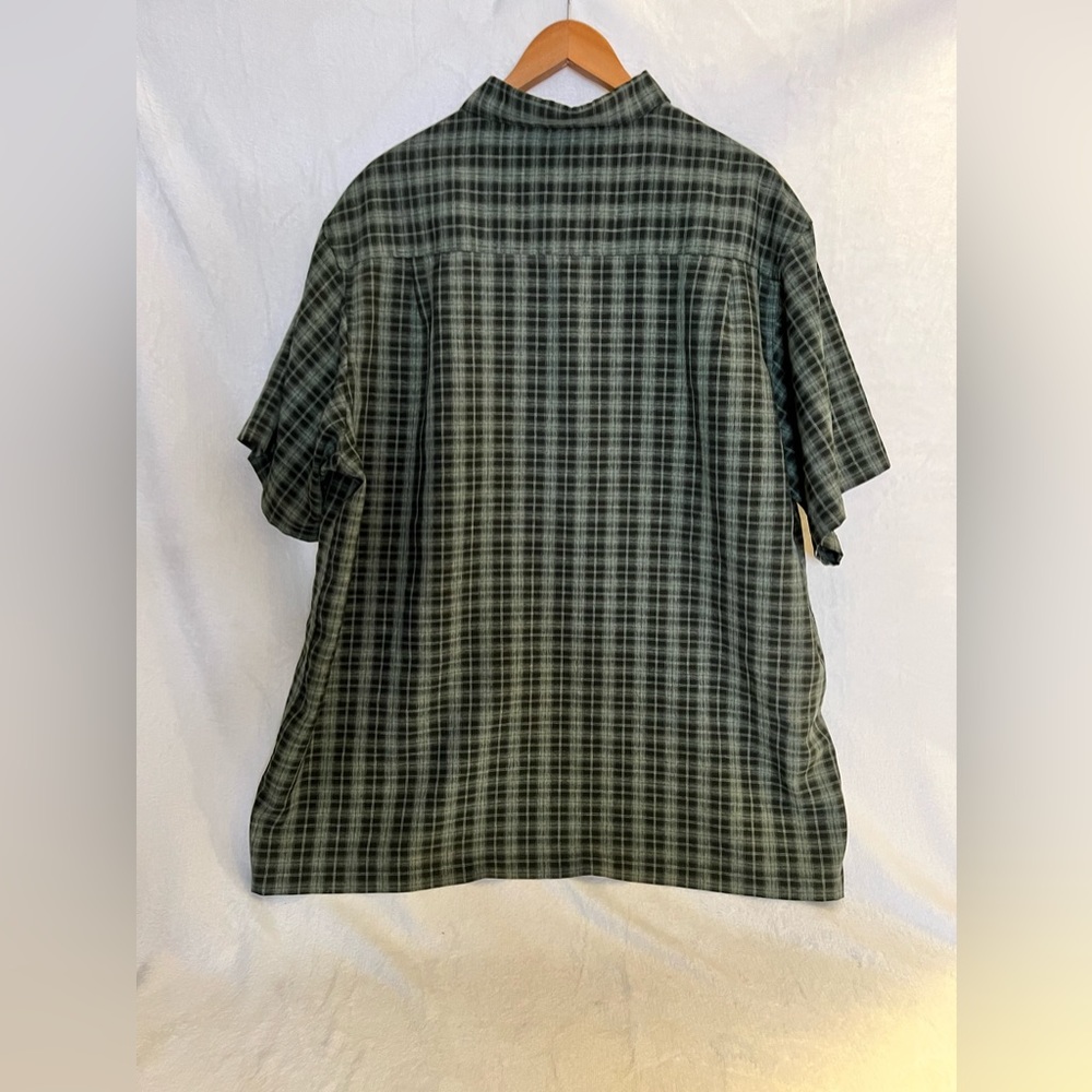 Mens XXL Haggar Black & White Plaid Button Down Shirt - Picture 2 of 4